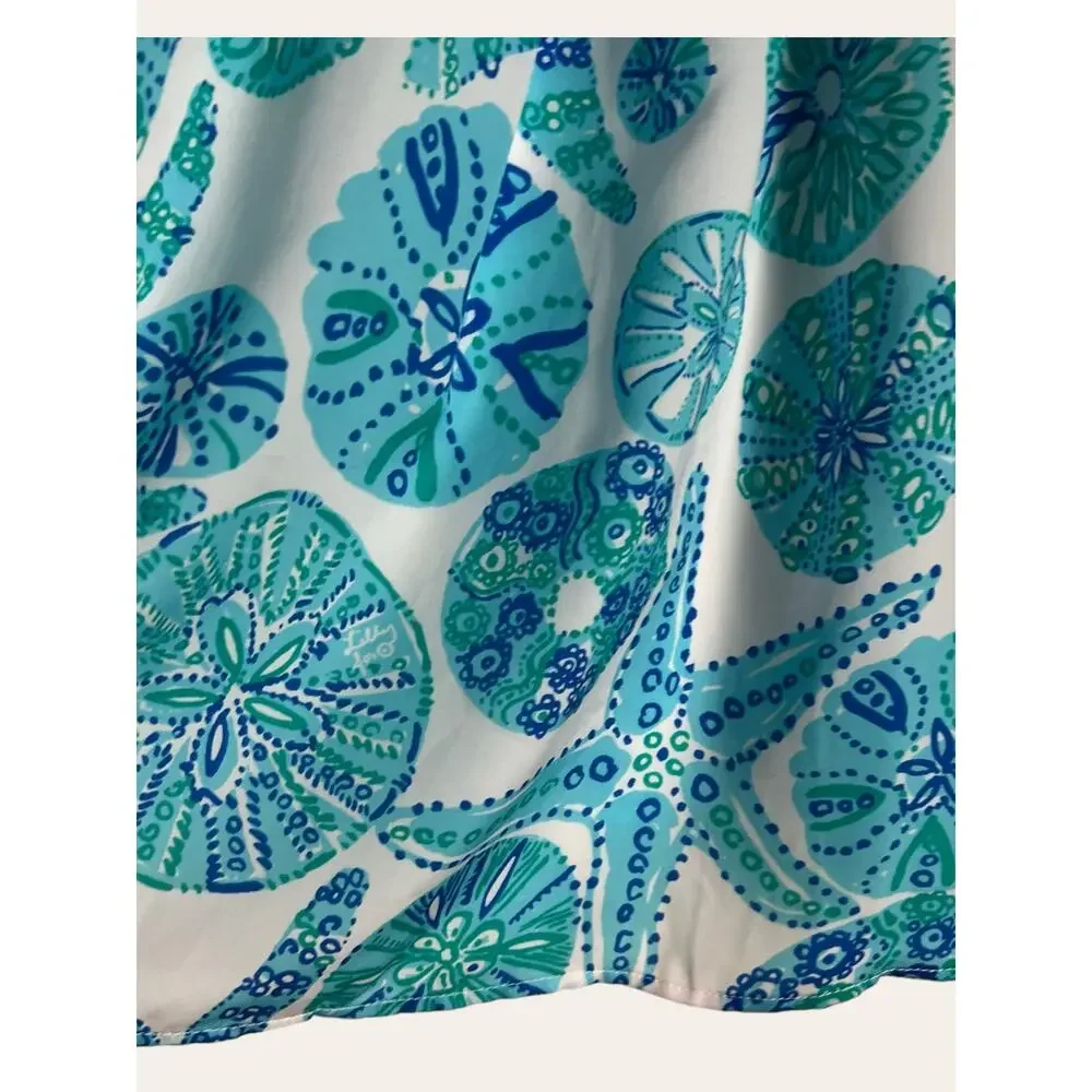 Lilly Pulitzer for Target Sea Urchin Blue Sand Dollar Pleated Halter Top Size S